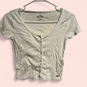Hollister white Cropped Button Down Shirt